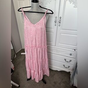 Topshop Pink Floral V-Neck Dress